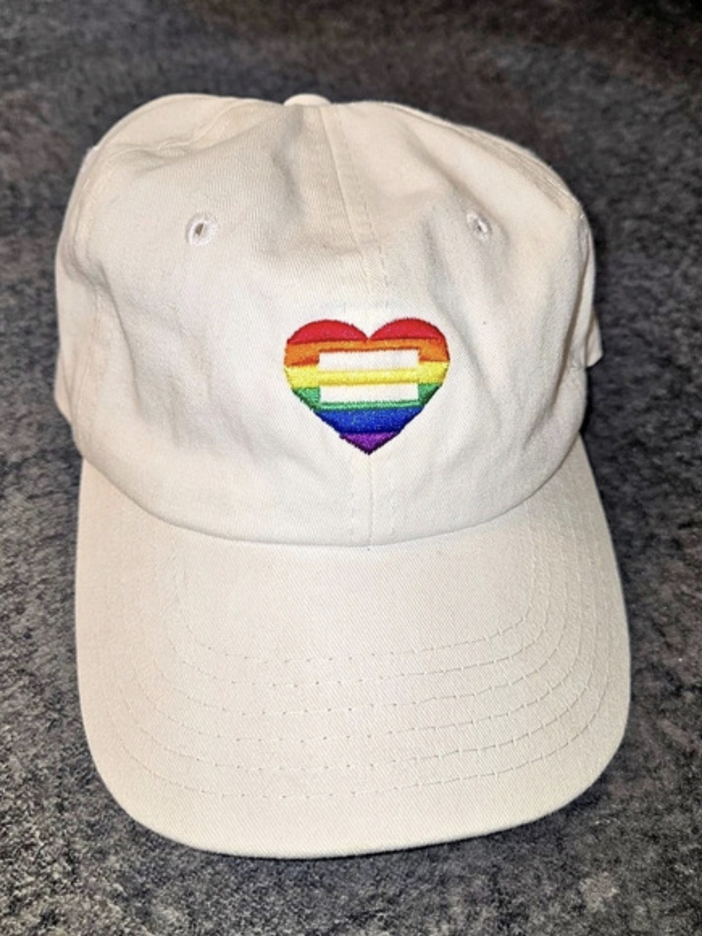 Hot Topic Equality Rainbow Heart Dad Cap White NWT